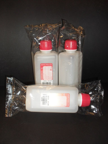 Sterile Polyethylen-Flaschen, 250 ml, mit 5 mg Natriumthiosulfat, einzeln verpackt, Enghals